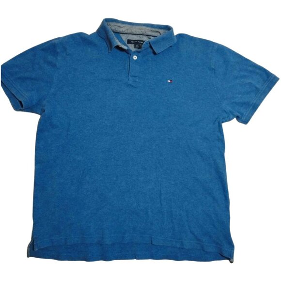 Tommy Hilfiger Men's Regular Fit Polo - Size L - Blue, Classic Fit, Cotton Blend - Picture 1 of 8
